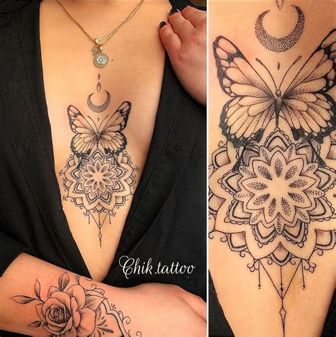 Tatuajes en el medio del pecho mujer